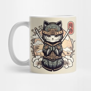 Samurai Cat Tattoo, Kawaii Ninja Cat Mug